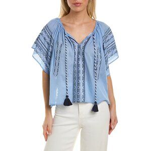 Roller Rabbit Blue Embroidered Blouse